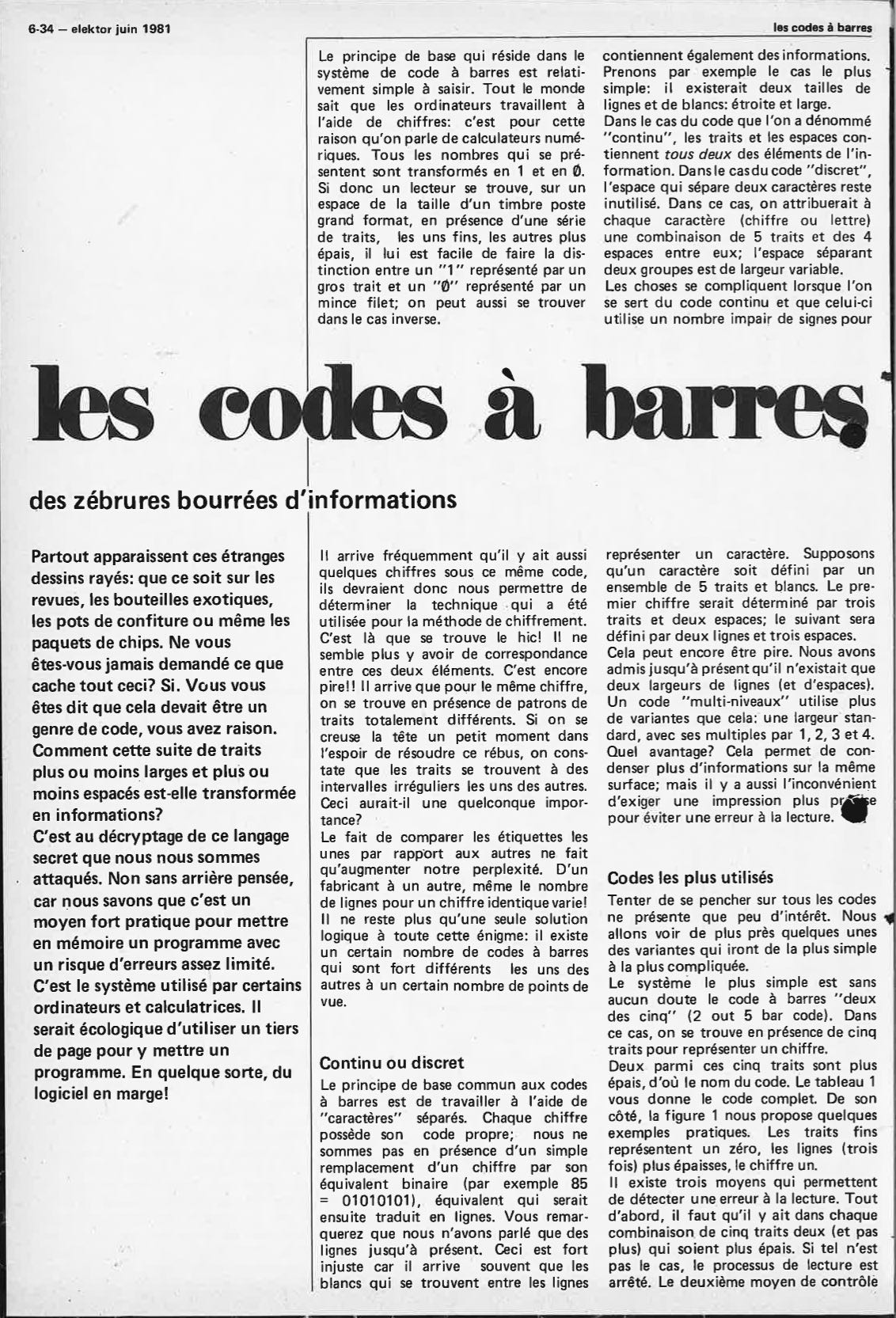 les codes à barres