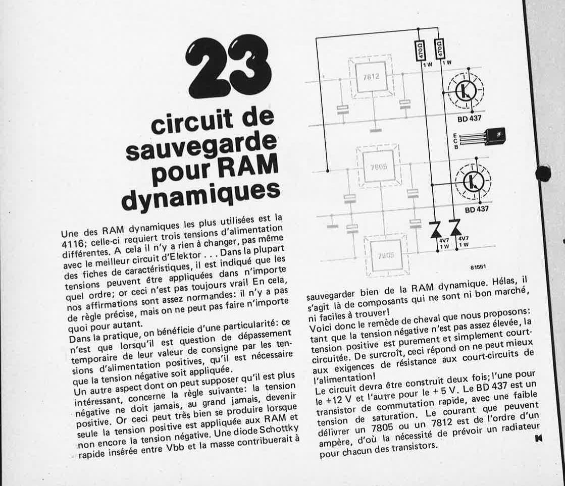 circuit de sauvegarde pour RAM dynamiques