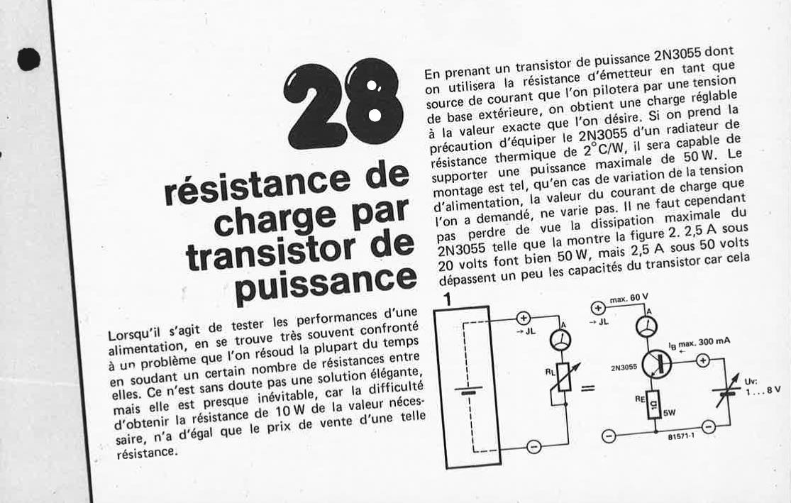 résistance de charge par transistor de puissance