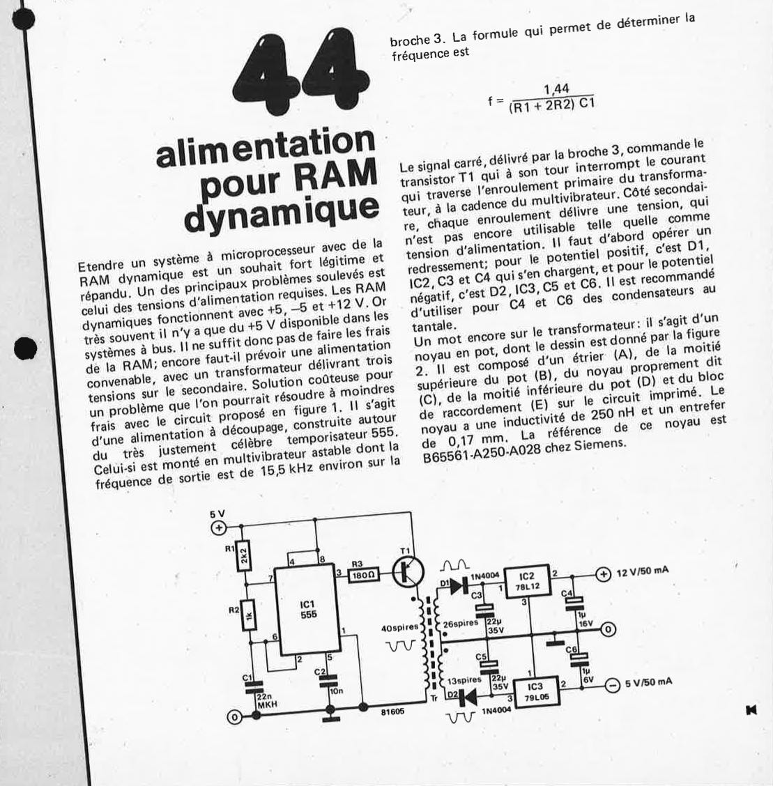 alimentation pour RAM dynamique