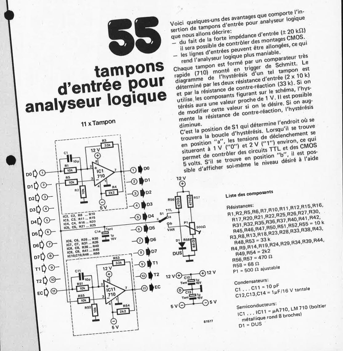 tampons d`entrée pour analyseur logique