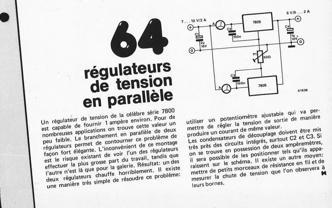 régulateurs de tension en parallèle