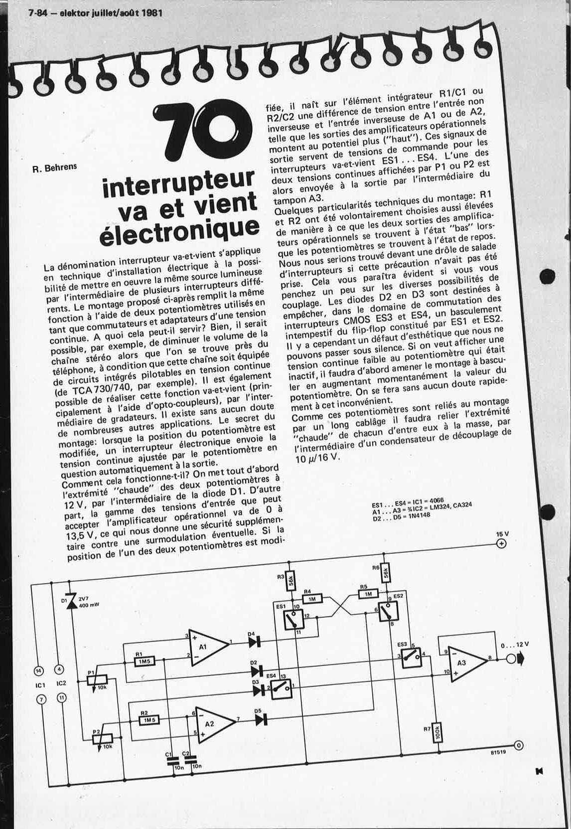 interrupteur va et vient électronique