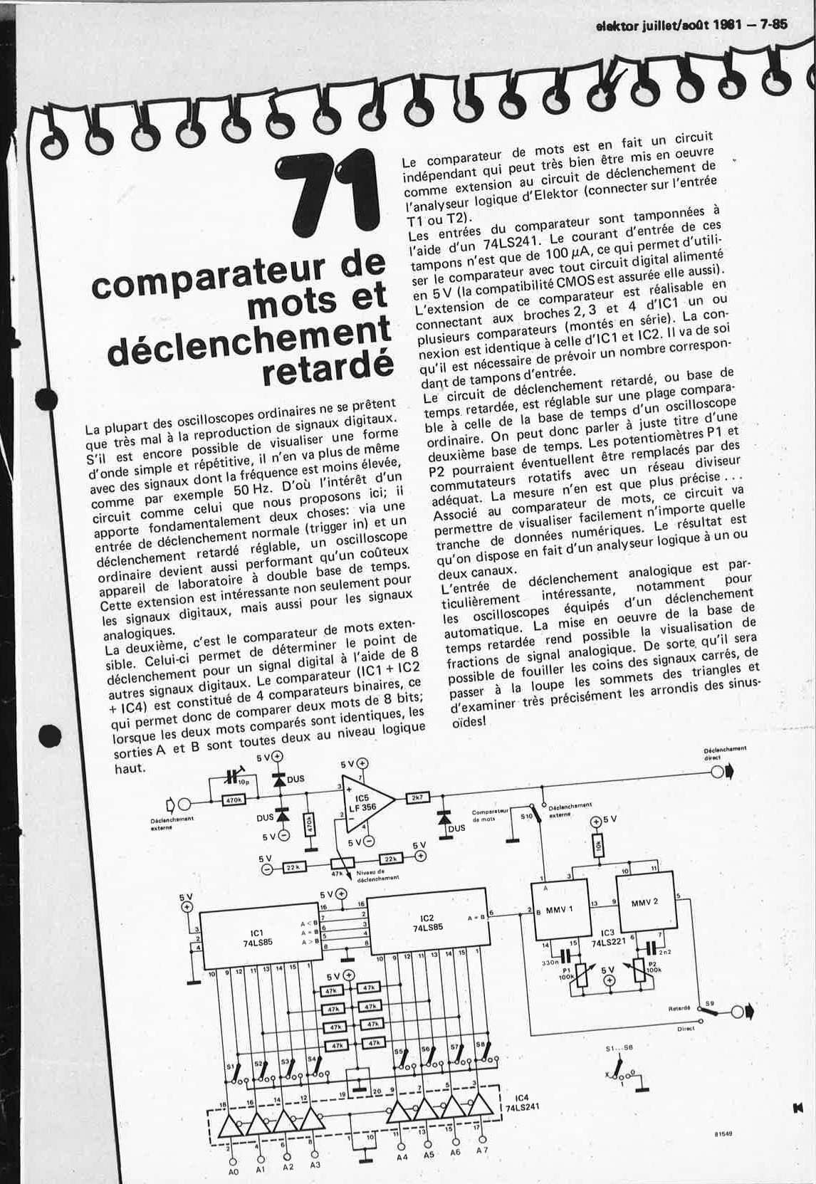 comparateur de mots et déclenchement retardé