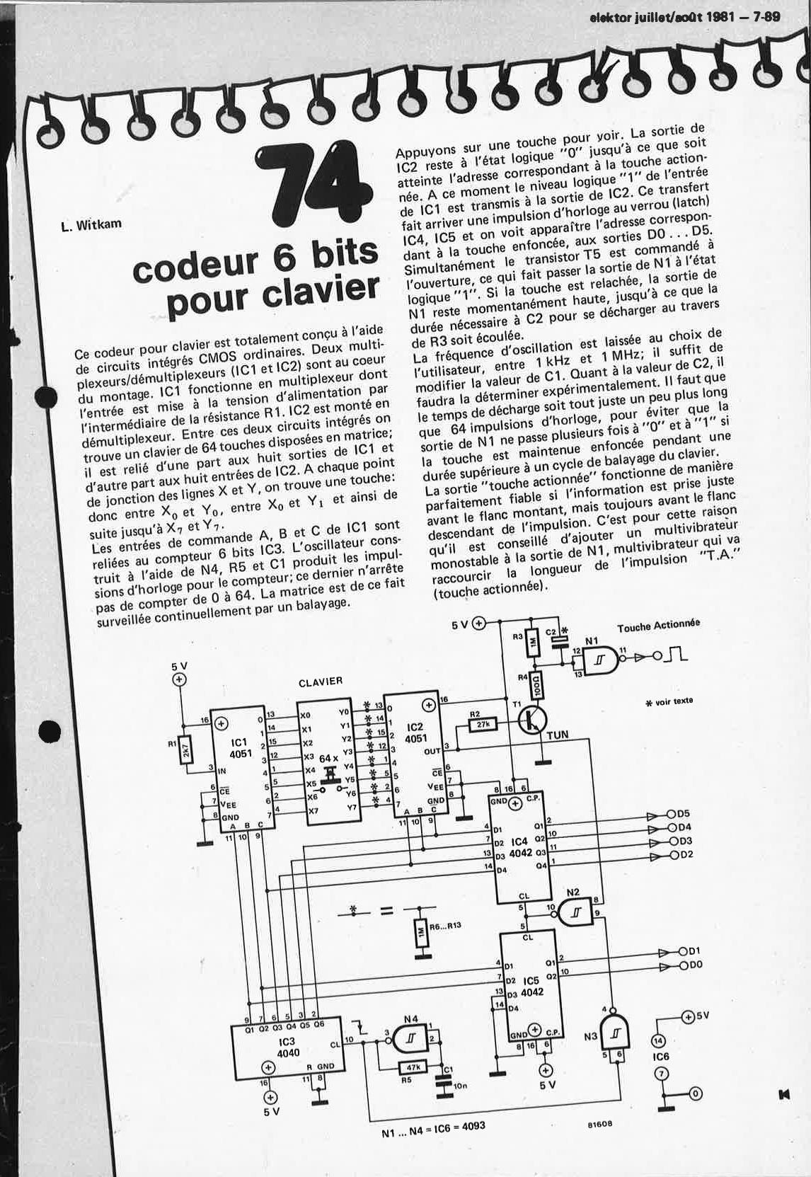 codeur 6 bits pour clavier