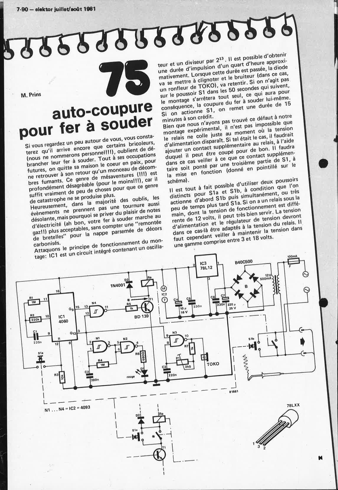 auto-coupure pour fer à souder