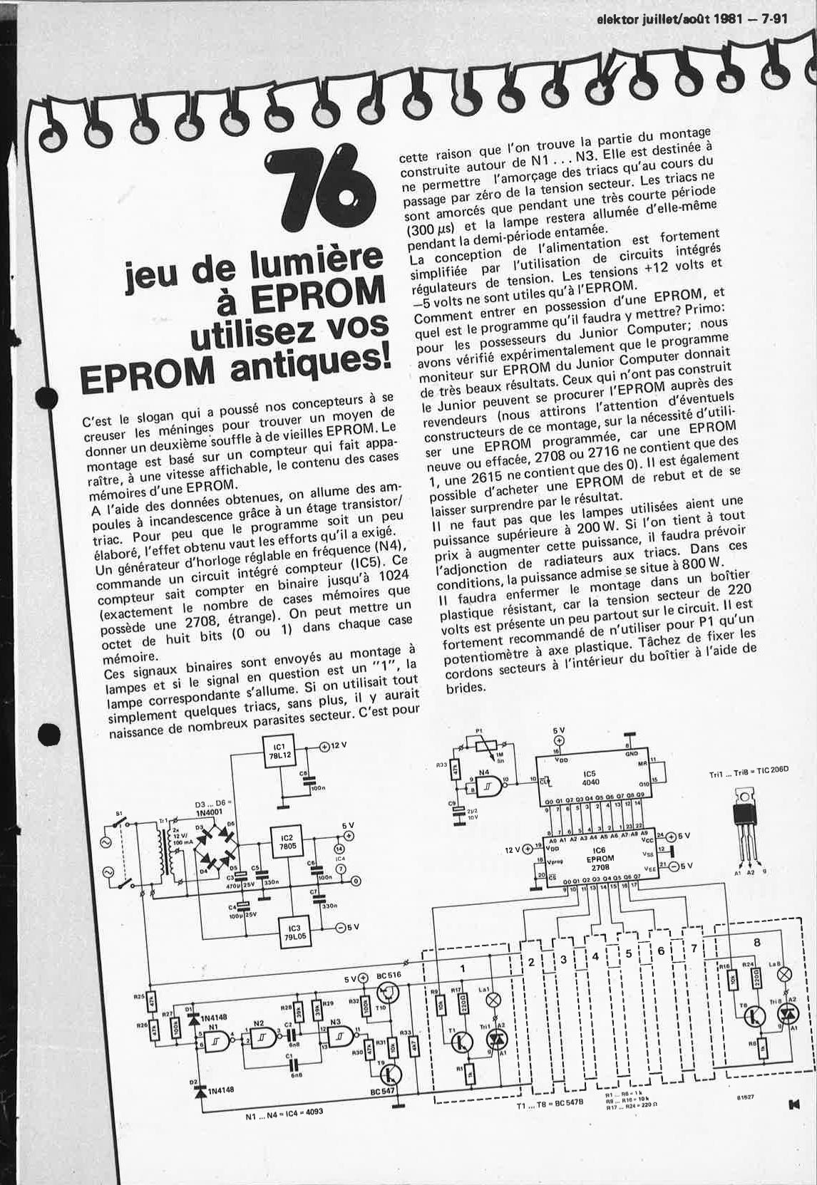 jeu de lumière à EPROM