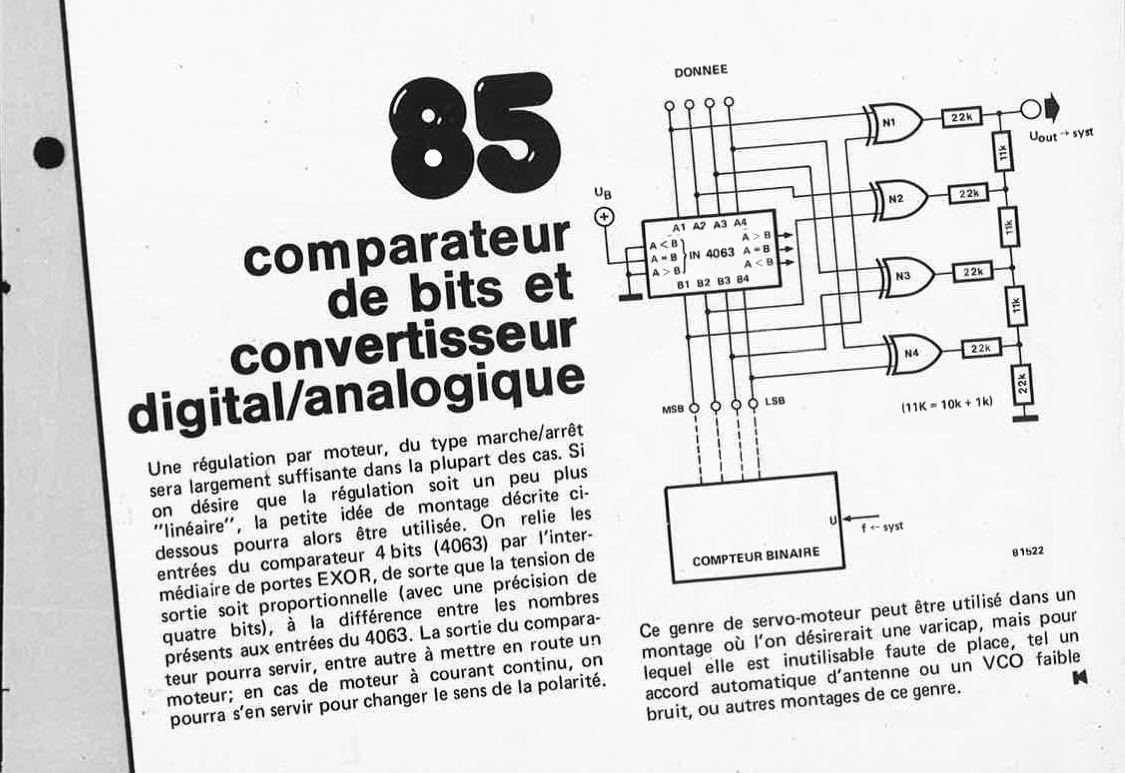 comparateur de bits et convertisseur digital/analogique