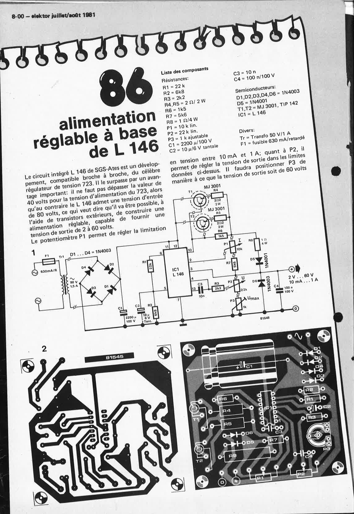 alimentation réglable à base de LM 146