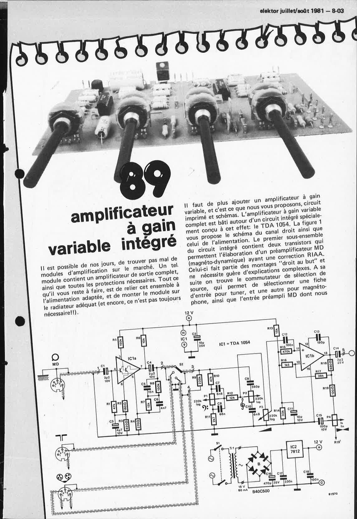 amplificateur à gain variable intégré