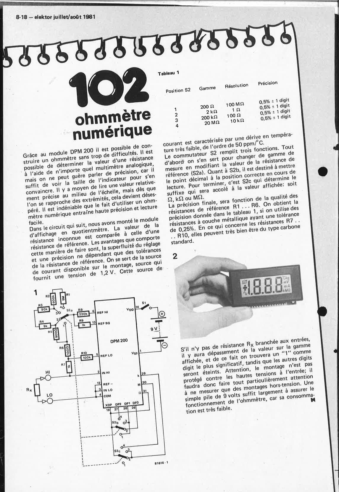 ohmmètre numérique