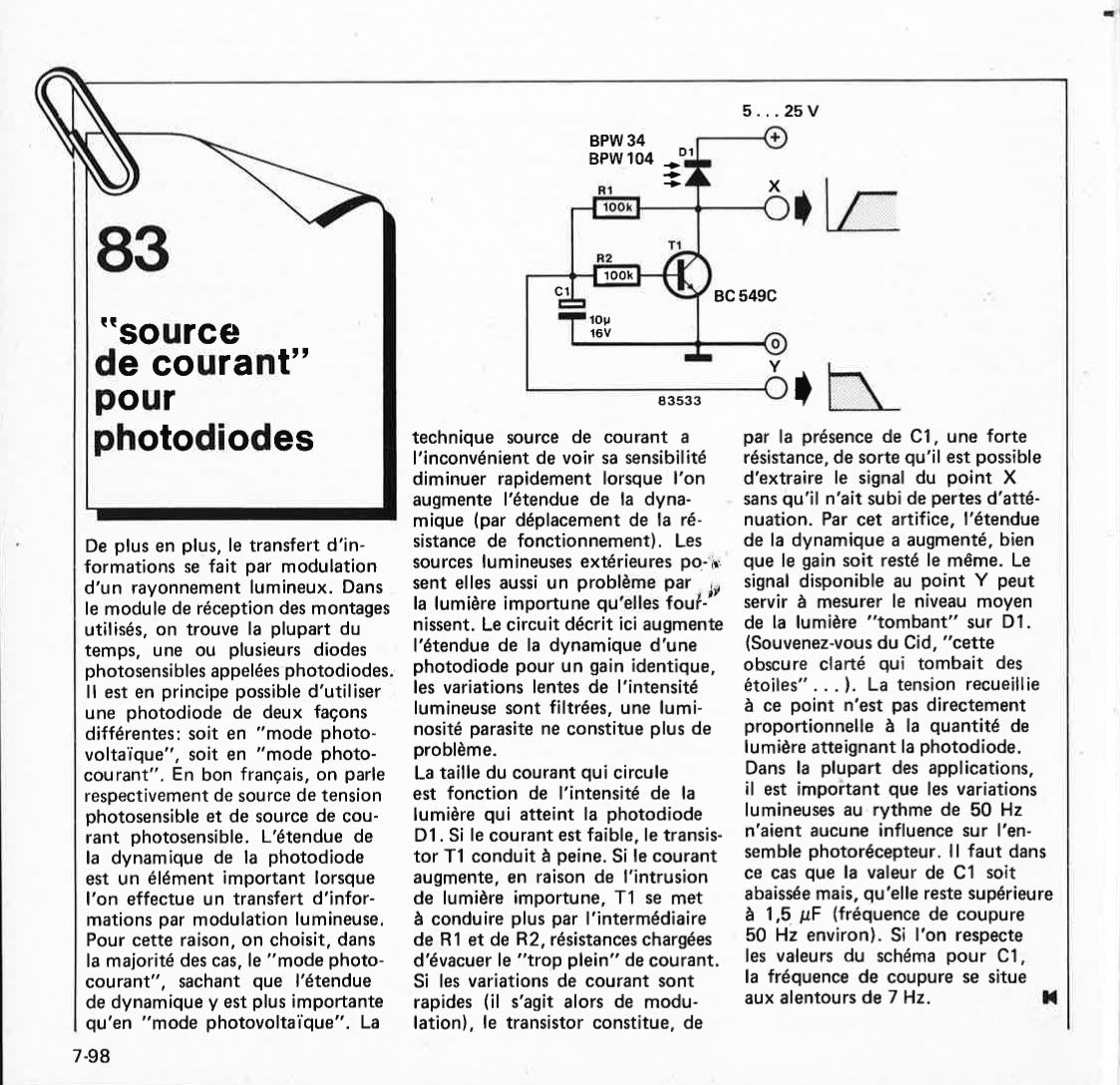 source de courant pour photodiodes