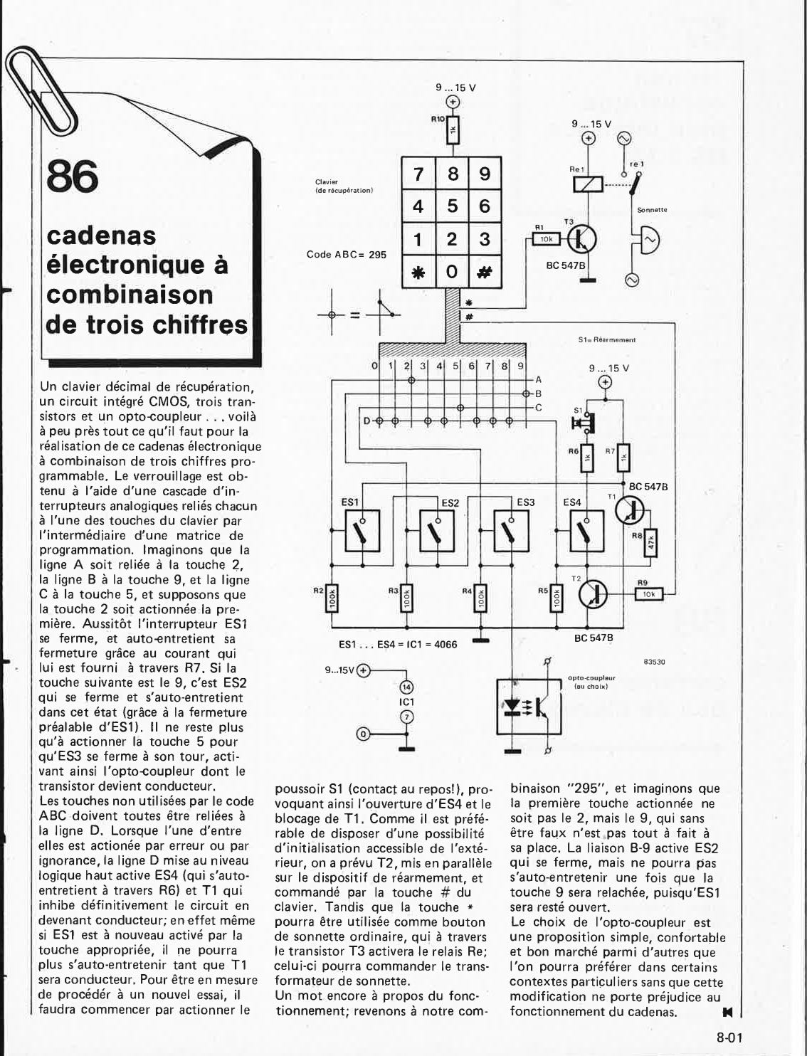 cadenas électronique à combinaison de trois chiffres