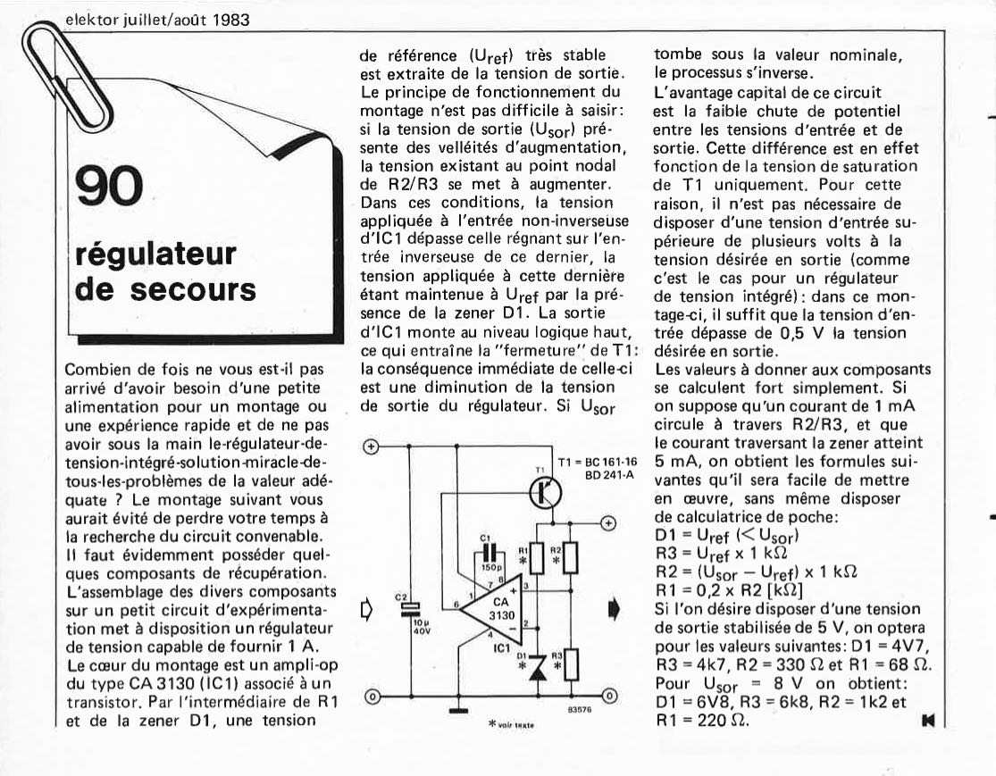 régulateur de secours