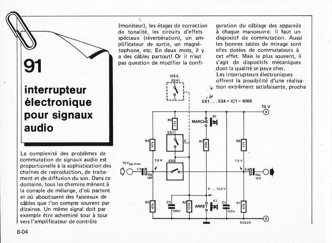 interrupteur électronique pour signaux audio