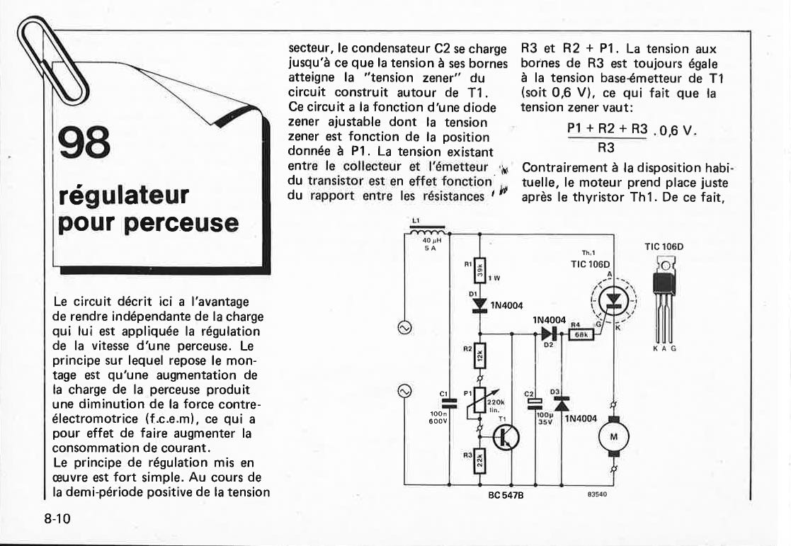 régulateur pour perceuse