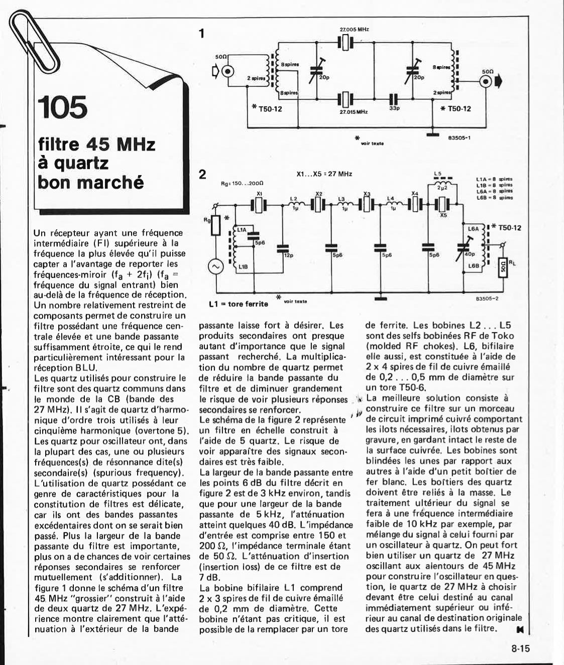 filtre 45 MHz à quartz bon marché