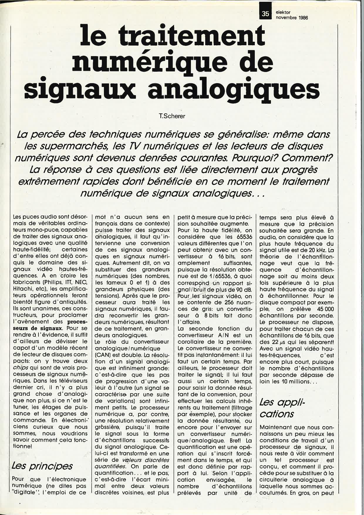 Traitement numérique des signaux analogiques